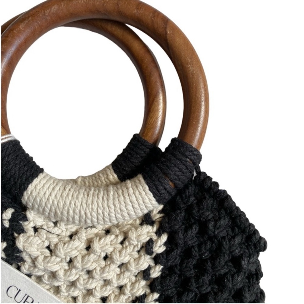 NWT Laude The Label Curateur The Gabby Macrame Off White & black - Picture 2 of 13